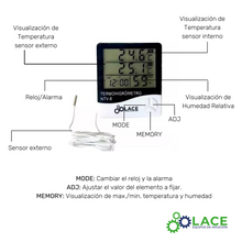 Termohigrómetro Digital LACE NTV-8: Control Preciso Temp/Humedad
