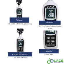 Anemómetro con Termómetro AH-348: Viento y Temperatura Precisa