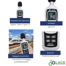 Sonómetro Digital DB-479: Medidor de Ruido y Temperatura Preciso