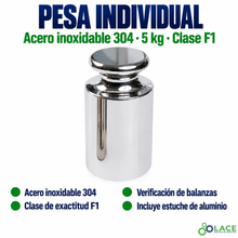 Pesa individual tipo botón en acero inoxidable 304 LACE de 5 kg clase F1