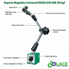 Soporte Magnético Universal INSIZE 6210-80E 80 kgf