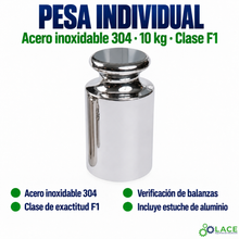 Pesa individual tipo botón en acero inoxidable 304 LACE de 10 kg clase F1