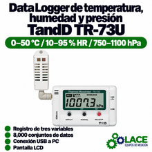 Data Logger de temperatura, humedad y presión TandD TR-73U (0–50 °C / 10–95 % HR / 750–1100 hPa)