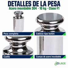 Pesa individual tipo botón en acero inoxidable 304 LACE de 10 kg clase F1