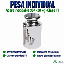 Pesa individual tipo botón en acero inoxidable 304 LACE de 20 kg clase F1
