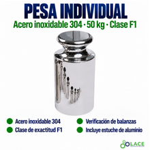 Pesa individual tipo botón en acero inoxidable 304 LACE de 50 kg clase F1