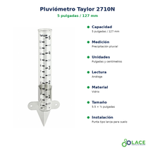 Pluviómetro Taylor 2710N – 5 pulgadas / 127 mm
