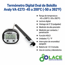 Termómetro Digital Oval de Bolsillo Avaly VA-E273 -45 a 200°C (-50 a 392°F)