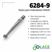 Stylus para Indicadores INSIZE 6284-9 (0.50")