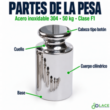 Pesa individual tipo botón en acero inoxidable 304 LACE de 50 kg clase F1
