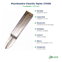 Pluviómetro ClearVu Taylor 2703N – 5 pulgadas / 127 mm
