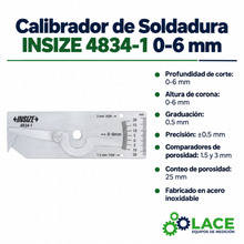 Calibrador de Soldadura INSIZE 4834-1 0-6 mm