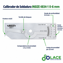 Calibrador de Soldadura INSIZE 4834-1 0-6 mm