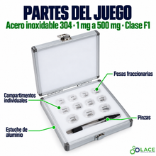 Juego de pesas en acero inoxidable 304 LACE de 1 mg a 500 mg clase F1