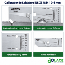 Calibrador de Soldadura INSIZE 4834-1 0-6 mm