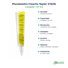 Pluviómetro ClearVu Taylor 2702N – 5 pulgadas / 127 mm