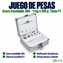 Juego de pesas en acero inoxidable 304 LACE de 1 mg a 100 g clase F1