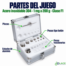 Juego de pesas en acero inoxidable 304 LACE de 1 mg a 200 g clase F1