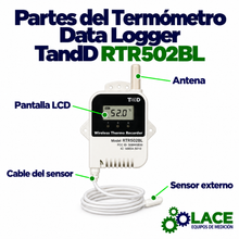 Termómetro Data Logger TandD RTR502BL tipo de batería de larga duración Temperatura -60 a 155°C