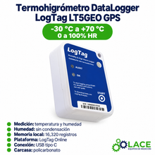 Termohigrómetro DataLogger LogTag LT5GEO GPS -30 °C a +70 °C / 0 a 100% HR