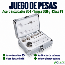 Juego de pesas en acero inoxidable 304 LACE de 1 mg a 500 g clase F1