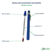Termómetro de tubo de bolsillo Taylor 214321J – -40 a 50 °C