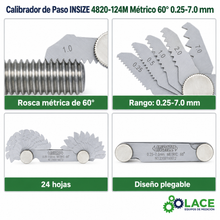 Calibrador de Paso INSIZE 4820-124M Métrico 60° 0.25-7.0 mm