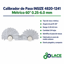 Calibrador de Paso INSIZE 4820-1241 Métrico 60° 0.25-6.0 mm