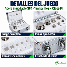 Juego de pesas en acero inoxidable 304 LACE de 1 mg a 1 kg clase F1