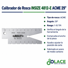 Calibrador de Rosca INSIZE 4812-E ACME 29°