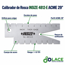 Calibrador de Rosca INSIZE 4812-E ACME 29°