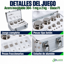 Juego de pesas en acero inoxidable 304 LACE de 1 mg a 2 kg clase F1