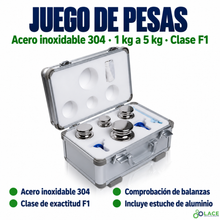 Juego de pesas en acero inoxidable 304 LACE de 1 kg a 5 kg clase F1