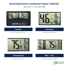 Termohigrómetro ambiental Taylor 5306103 – -40 a 70 °C / 10 a 99 %HR