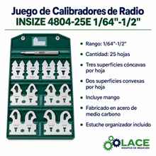 Juego de Calibradores de Radio INSIZE 4804-25E 1/64"-1/2"