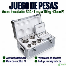 Juego de pesas en acero inoxidable 304 LACE de 1 mg a 10 kg clase F1