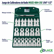 Juego de Calibradores de Radio INSIZE 4804-25E 1/64"-1/2"