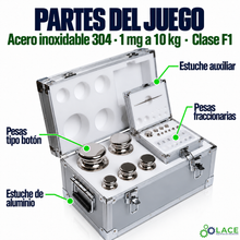 Juego de pesas en acero inoxidable 304 LACE de 1 mg a 10 kg clase F1