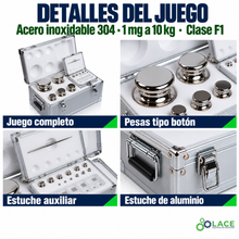 Juego de pesas en acero inoxidable 304 LACE de 1 mg a 10 kg clase F1