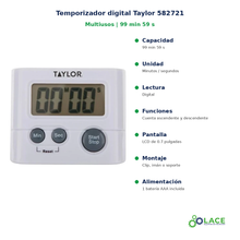 Temporizador digital multiusos Taylor 582721 – 99 min 59 s