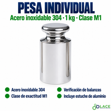 Pesa individual tipo botón en acero inoxidable 304 LACE de 1 kg clase M1