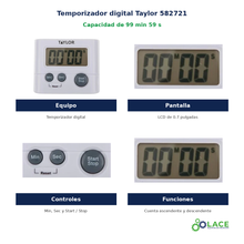 Temporizador digital multiusos Taylor 582721 – 99 min 59 s