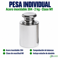 Pesa individual tipo botón en acero inoxidable 304 LACE de 2 kg clase M1