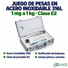 Juego de pesas en acero inoxidable 316L LACE de 1 mg a 1 kg clase E2