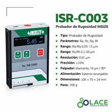 Probador de Rugosidad INSIZE ISR-C003 Ra 0.05-15 µm