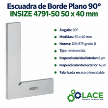 Escuadra de Borde Plano 90° INSIZE 4791-50 50 x 40 mm