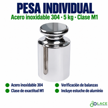 Pesa individual tipo botón en acero inoxidable 304 LACE de 5 kg clase M1