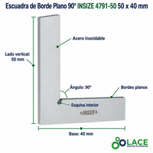Escuadra de Borde Plano 90° INSIZE 4791-50 50 x 40 mm