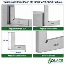 Escuadra de Borde Plano 90° INSIZE 4791-50 50 x 40 mm