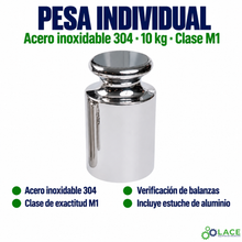 Pesa individual tipo botón en acero inoxidable 304 LACE de 10 kg clase M1